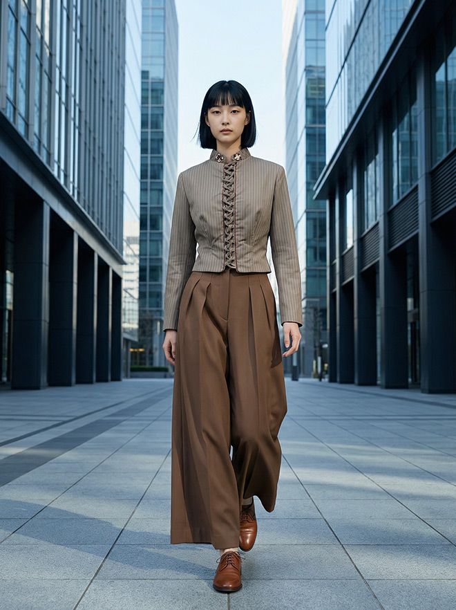 Zede Fashion - WINONA - Veste col mao & pantalon hakama